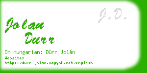 jolan durr business card